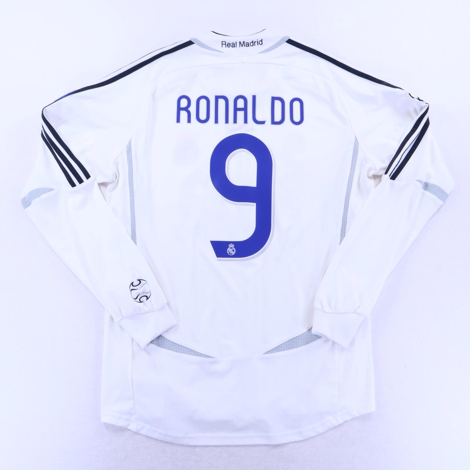 Real Madrid Ronaldo 9 長袖シャツ　06-07 Real Madrid Ronaldo #9 2006/07 Home Shirt - Long Sleeve - M