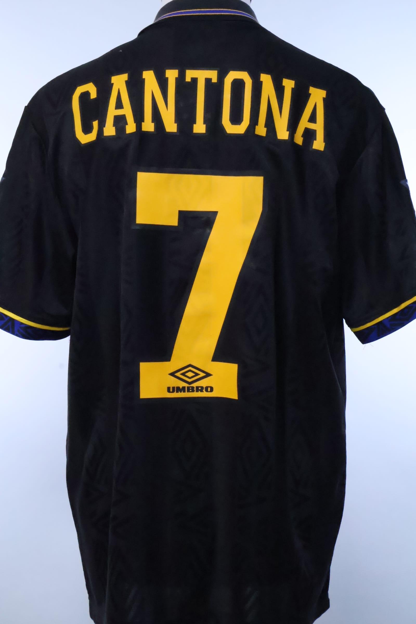 【93/95 Awayモデル】E・カントナ ＃７ マンチェスターユナイテッド 1993-95 Manchester United Away Shirt Cantona #7 - 7/10 - (XL)