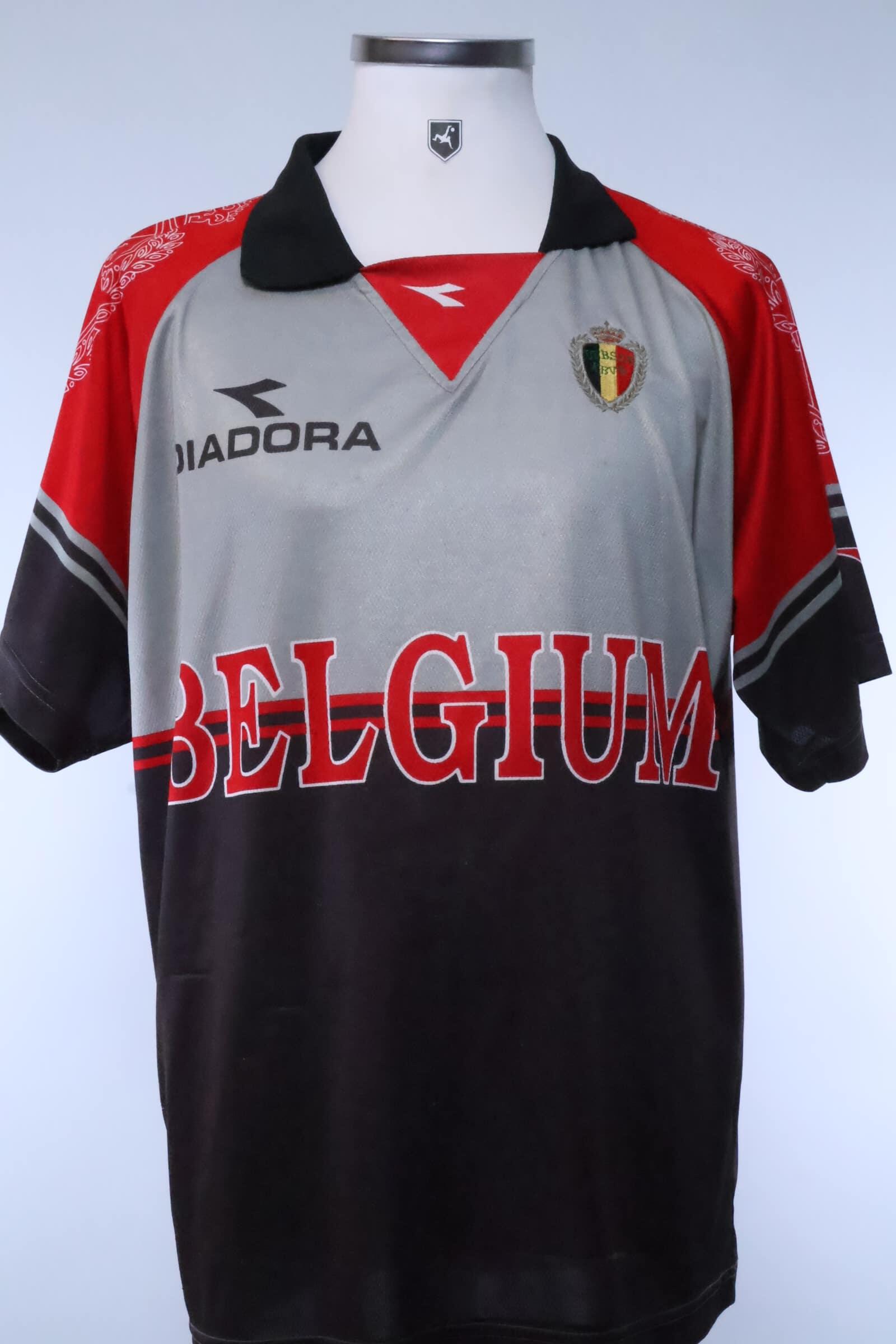 【新品】diadora ベルギー代表 ユニフォーム ゲームシャツ 1998年 1998/99 - BELGIUM - TRAINING SHIRT - L