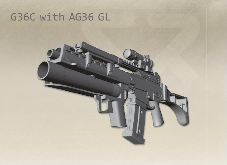 G36C with AG36 Grenade Launcher - 1/35, 1/32, 1/24, 1/18, 1/16 resin model