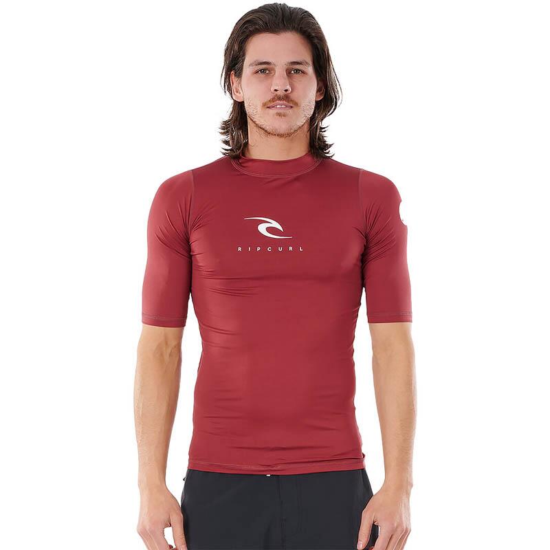 ! alt :  ! title : Rip Curl Corps Maroon short Sleeve UV Rash Vest 4boards ! desc :  ! caption :