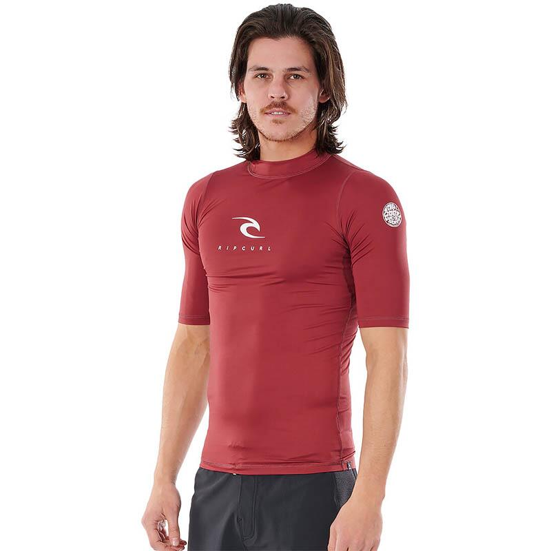 ! alt :  ! title : Rip Curl Corps Maroon short Sleeve UV Rash Vest WLE3KM ! desc :  ! caption :