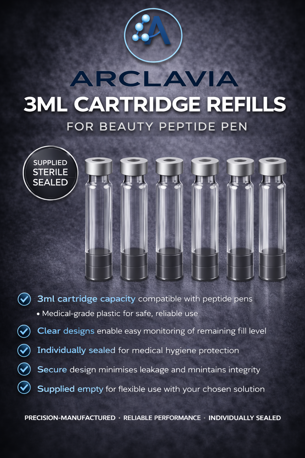 Refill Stock Cartridge Refills for Beauty Peptide Pen Body - UK STOCK