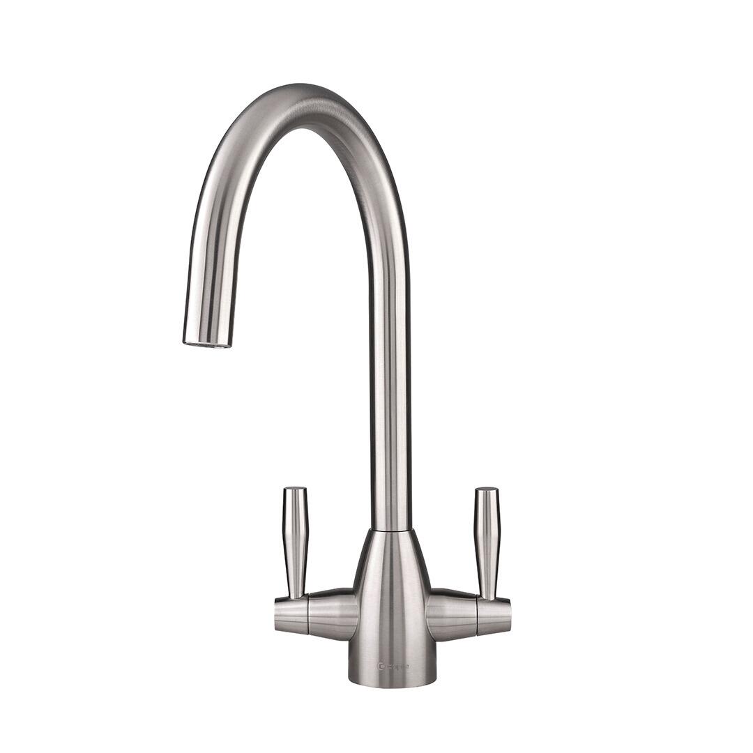 Caple Avel AVE21/SS stainless steel twin lever kitchen mixer tap with swivel spout