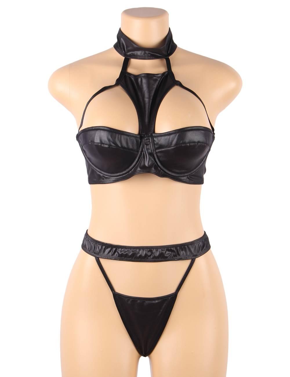 Hold Me Tight PVC Bra Set front view