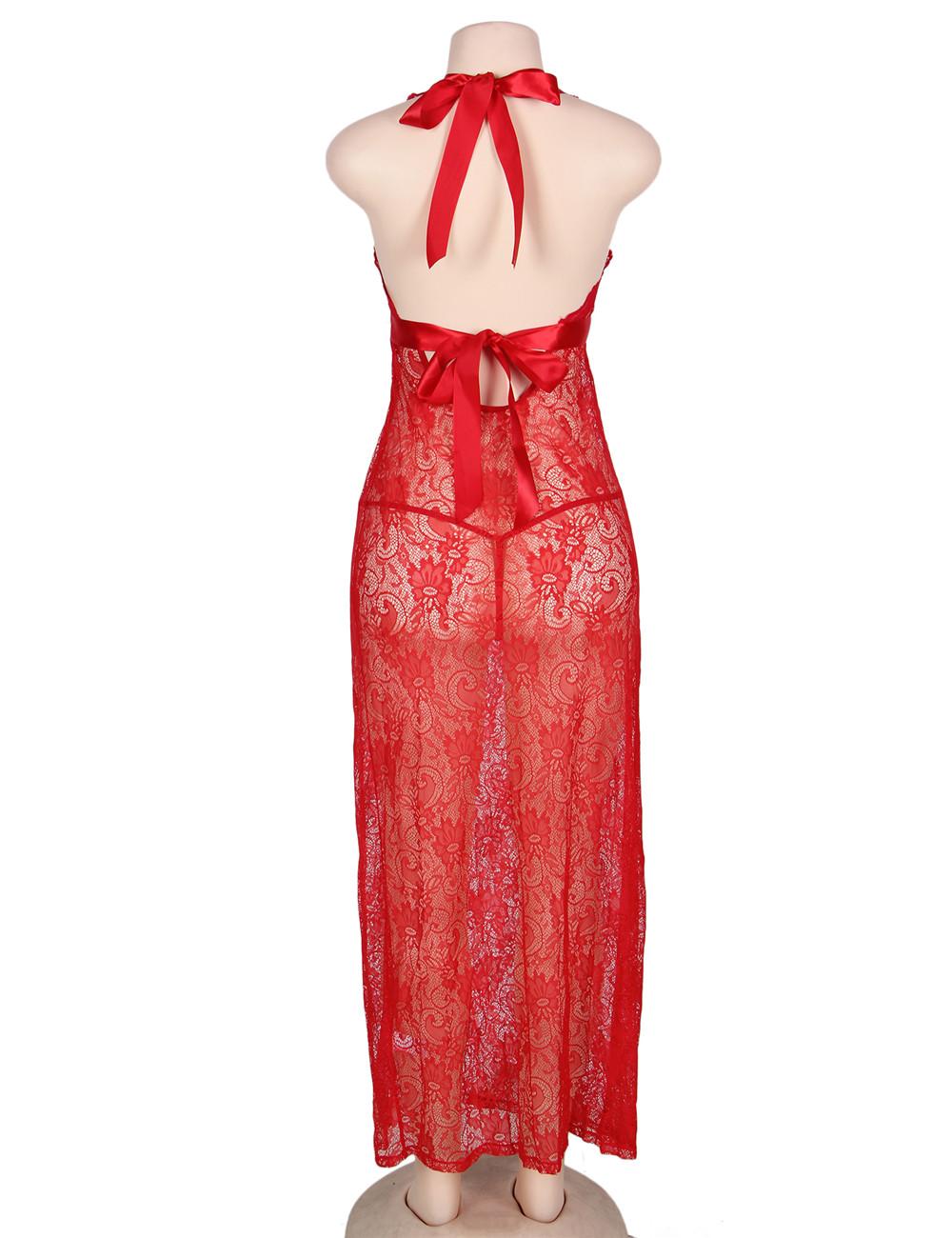 Backless Long Red Nightgown