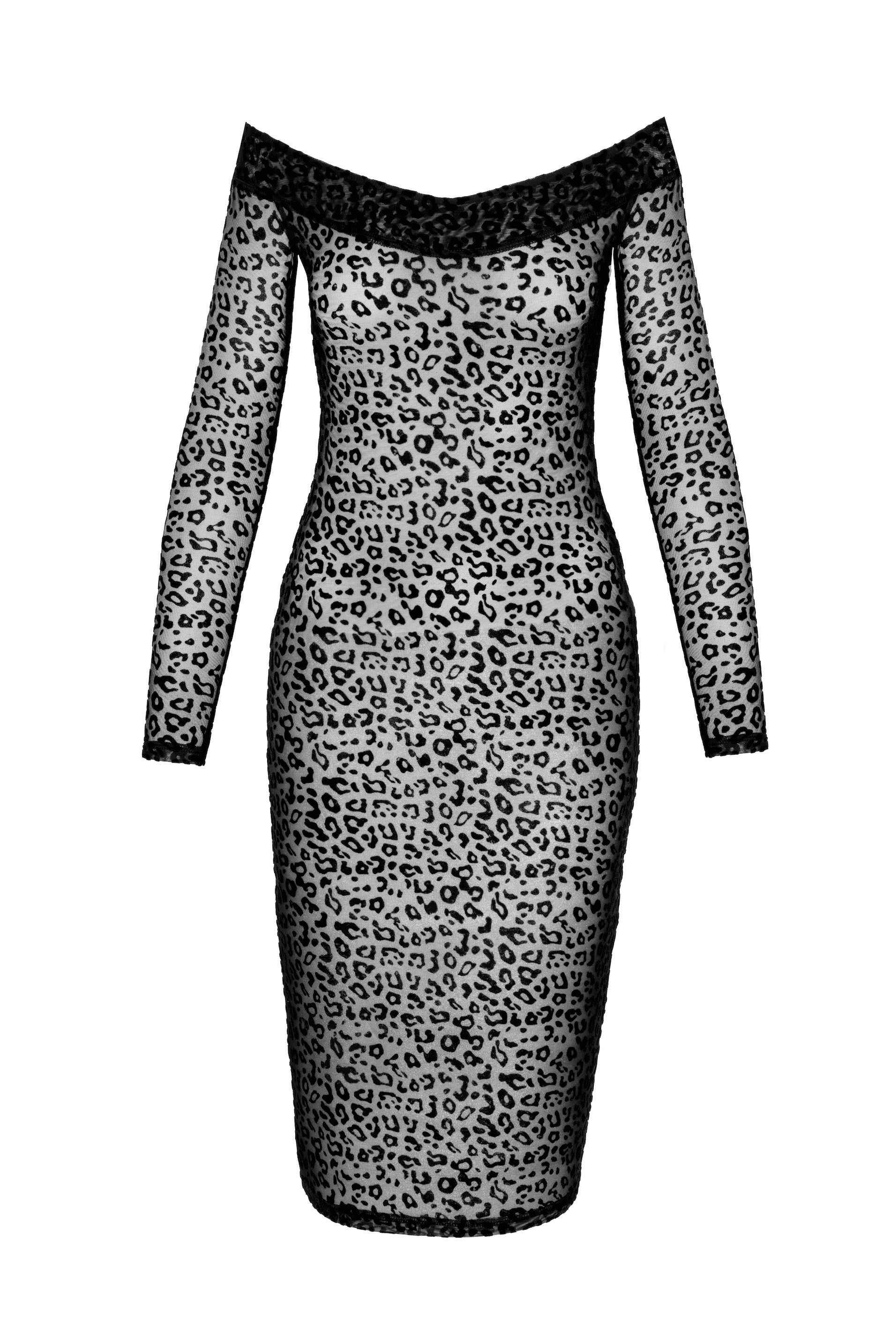 Leopard Print Flocked Midi Dress front detail