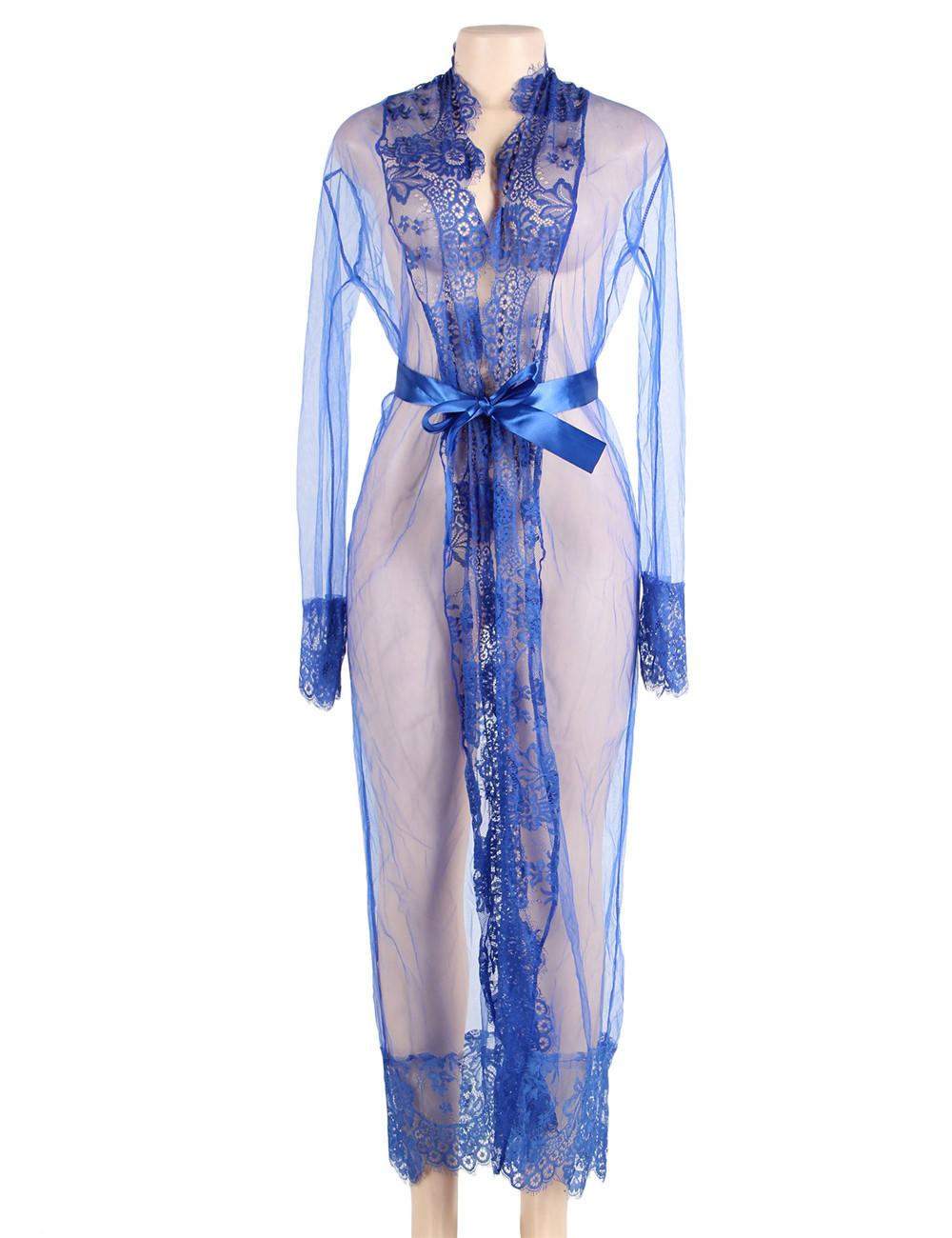 Blue sheer long gown