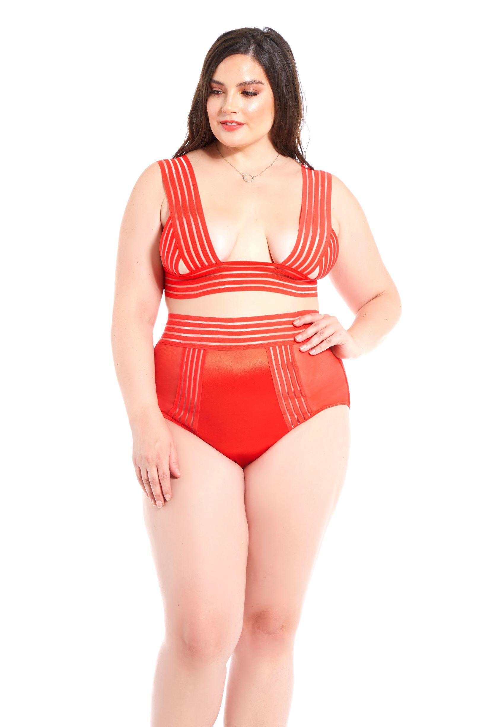 Plus size red bra & panty set
