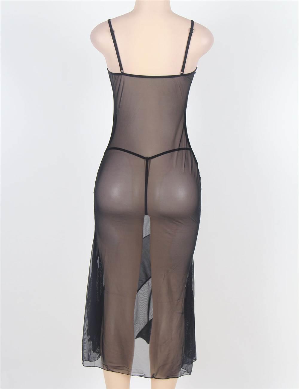 Soiree Long Black Nightgown from behind