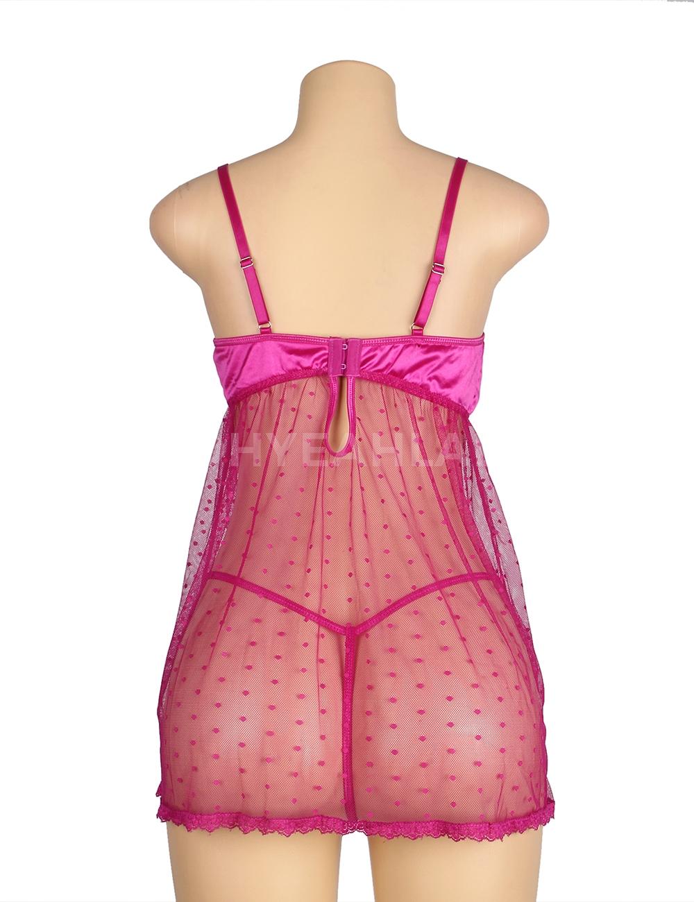 Fuchsia Open Front Babydoll Set rear view