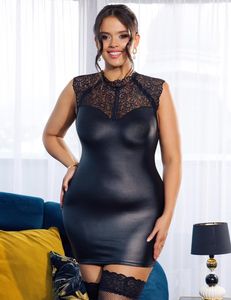 Faux Leather & Lace Mini Dress