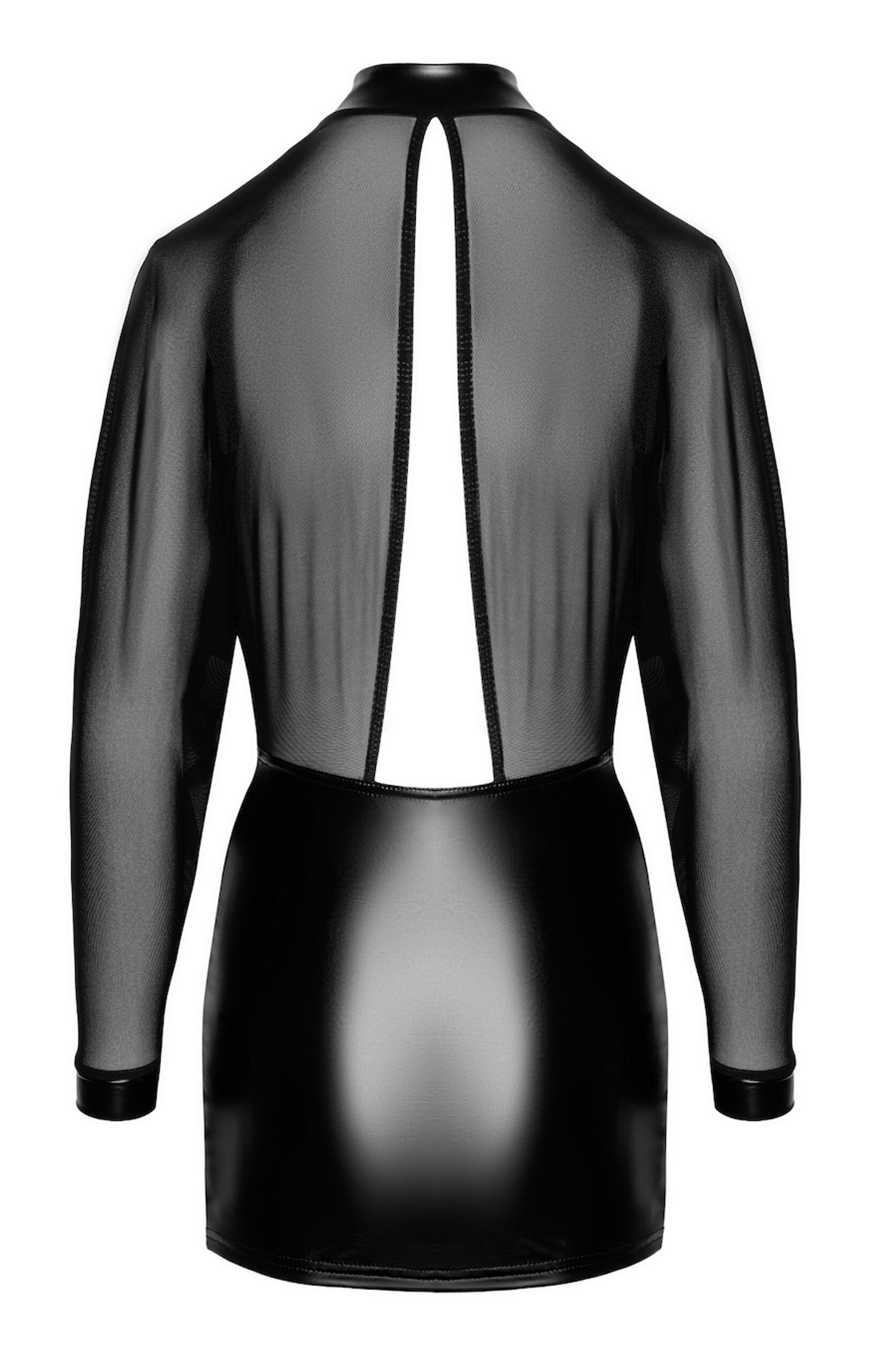 Wet Look Faux Leather Mini Dress behind
