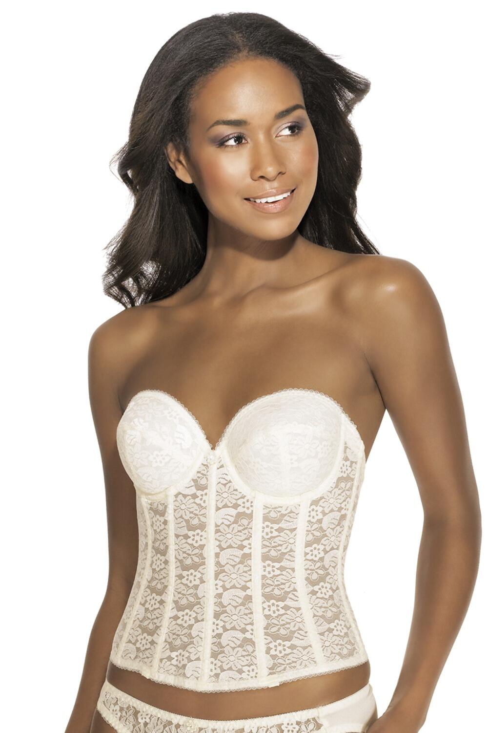 Ivory Low Back Plunge Strapless Bustier