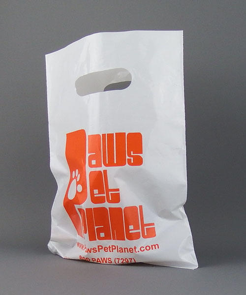 small white printed plastic bag
