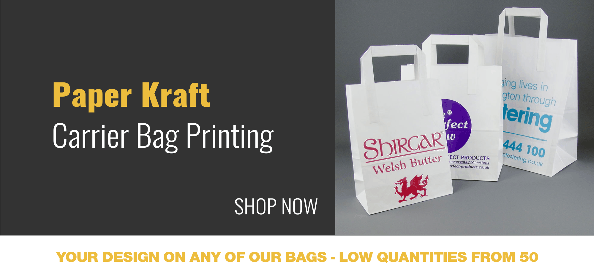 Custom Printed Carrier Bags Small Orders Paper & Plastic