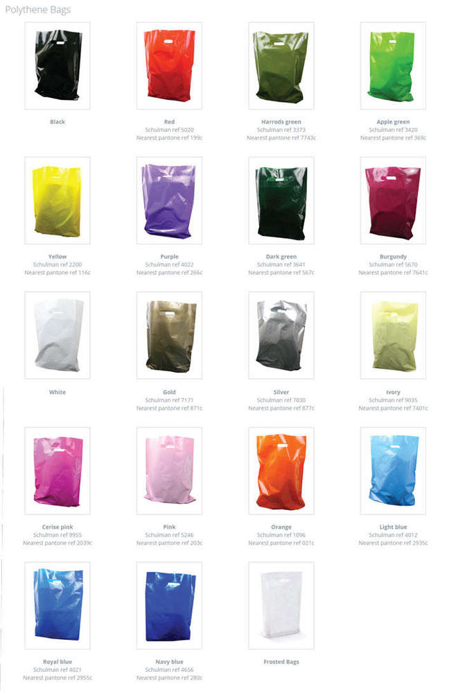 small pink plastic carrier bag with black ink