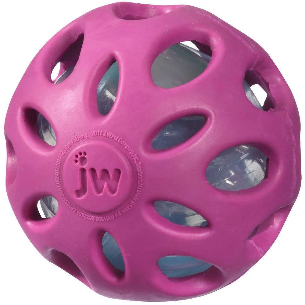 JW Crackle Heads Crunchy Ball Dog Toy Pink