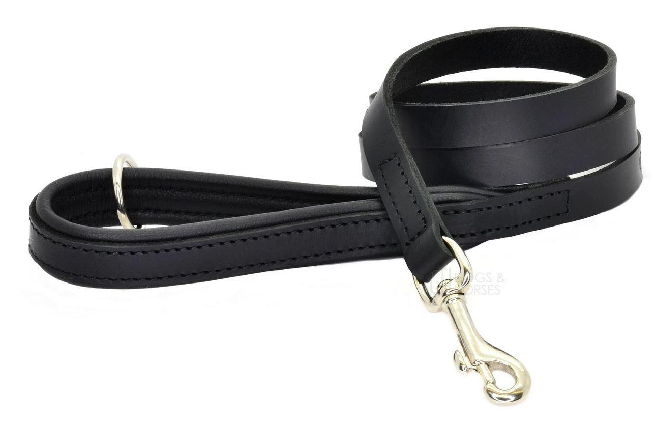 D&H Contemporary Colours Luxury Leather Dog Lead Black