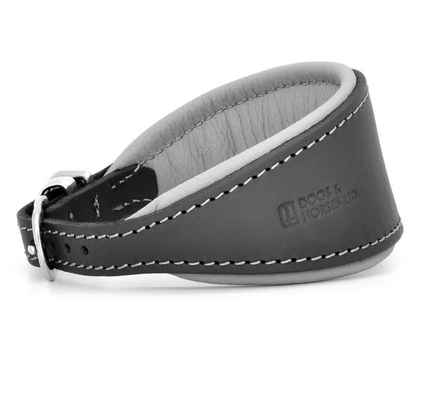 D&H Contemporary Colours Leather Hound Collar - Grey