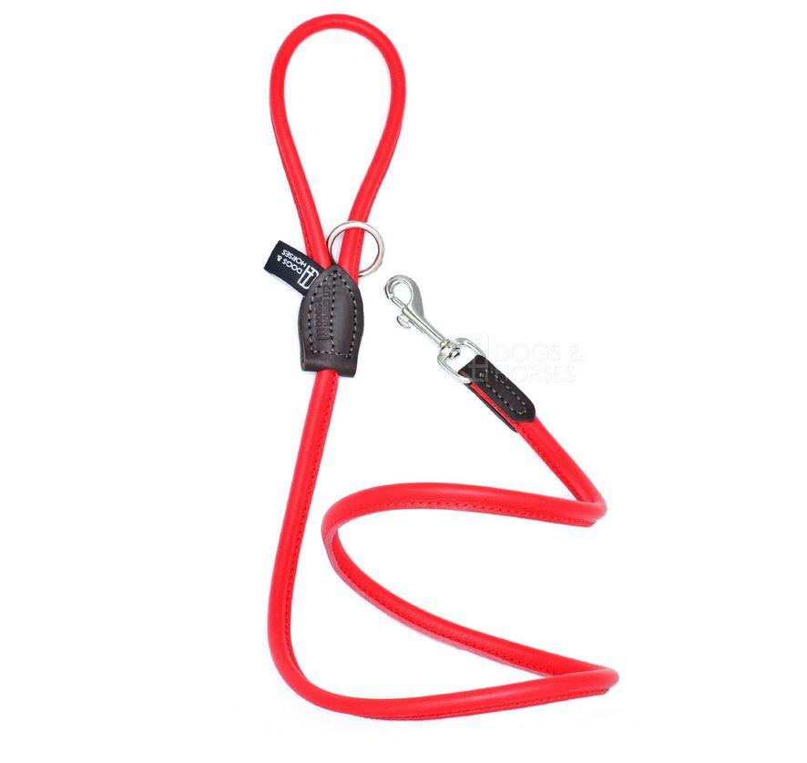 D&H Contemporary Colours Rolled Leather Luxuray Dog Lead Red