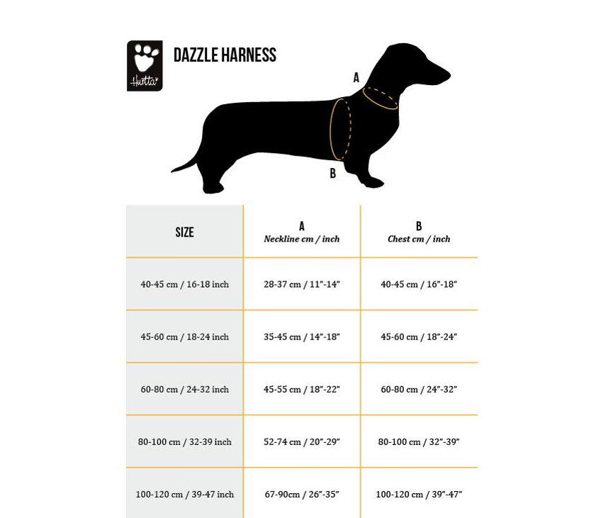 Hurtta Lifeguard Dazzle Dog Harness Sizes