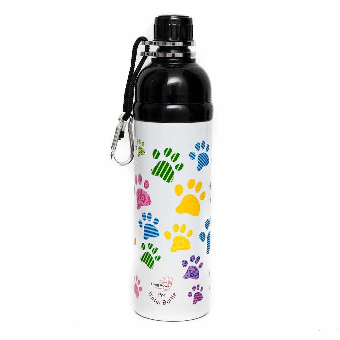 long paws pet water bottle - puppy paws  design 750ml