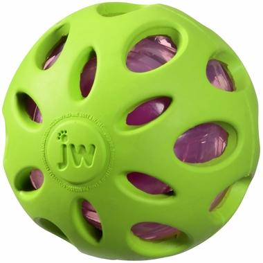 JW Crackle Heads Crunchy Ball Dog Toy Green