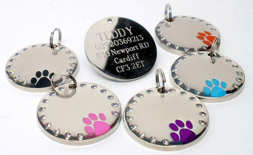 Crystal & Paw Engraved Pet ID Tags