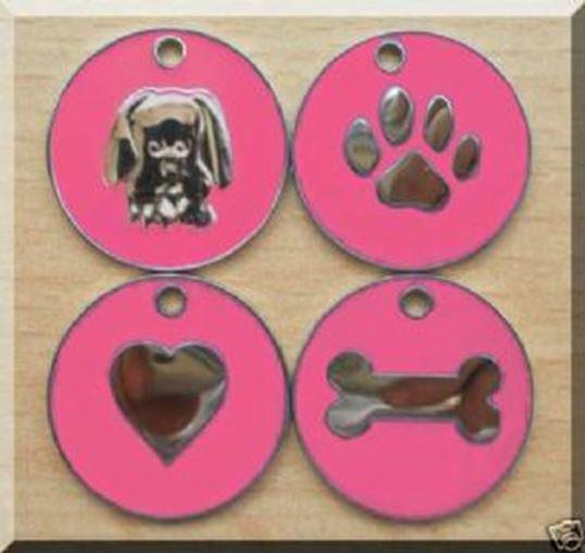 Nickel Design Engraved Dog Tags Pink