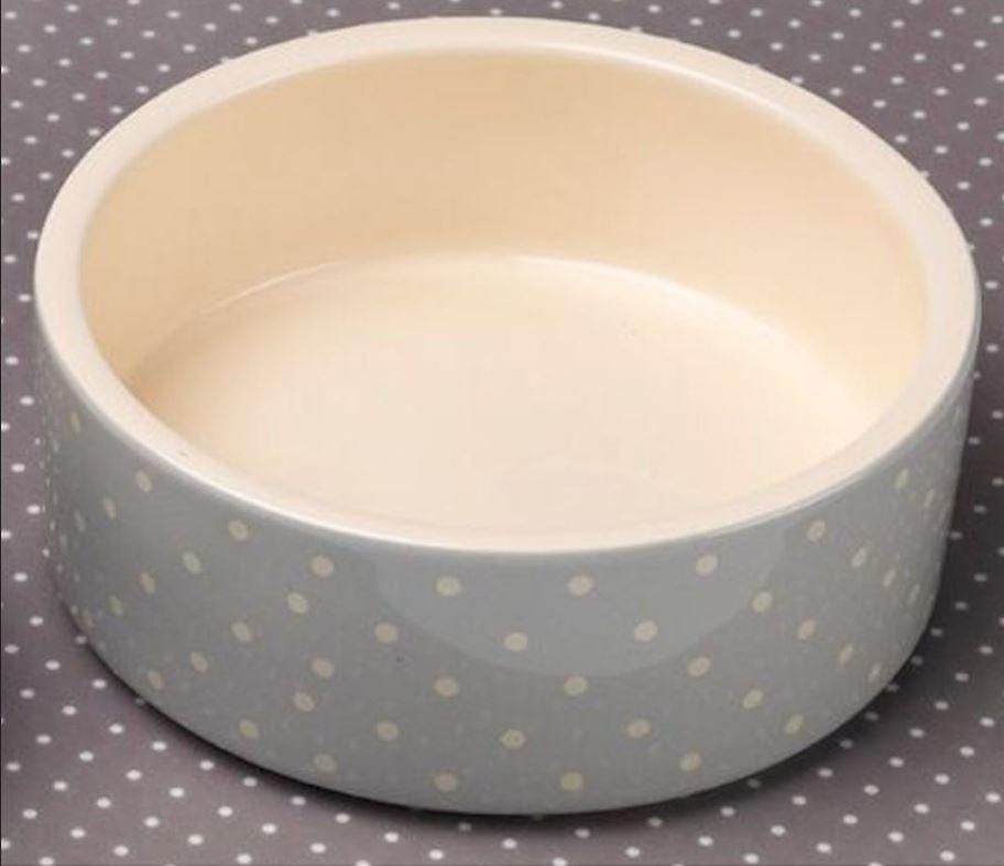 Petface Grey Spots Ceramic Dog Dish
