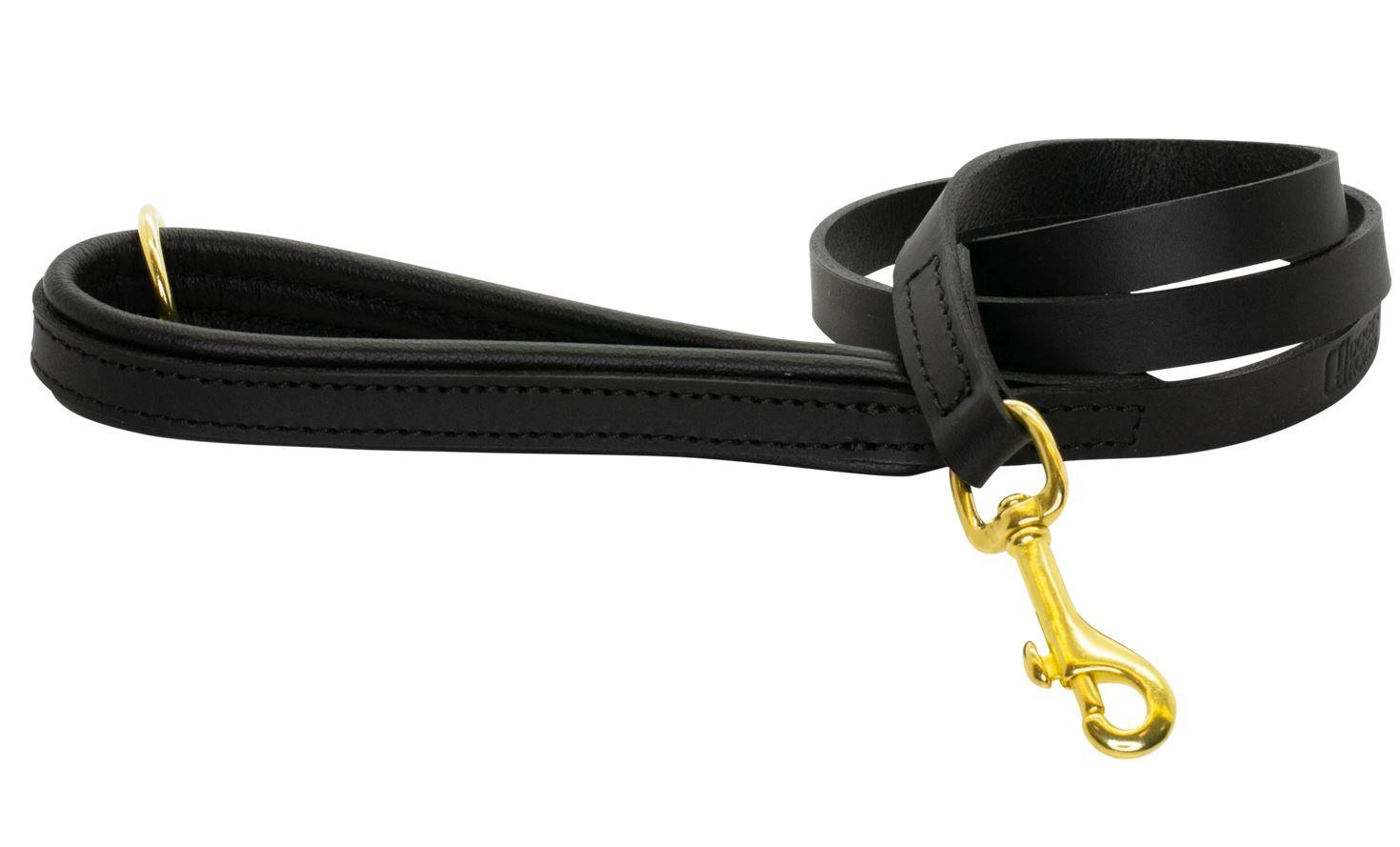 D&H Classic Colours Luxury Leather Dog Lead Black