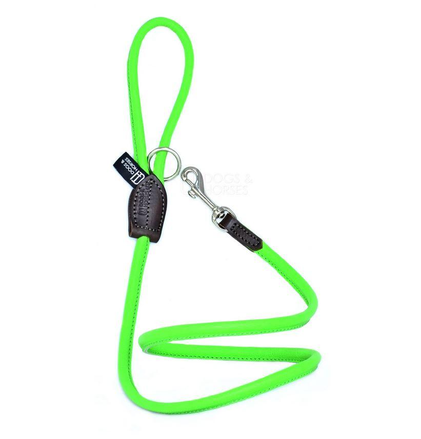 D&H Contemporary Colours Rolled Leather Luxuray Dog Lead Green