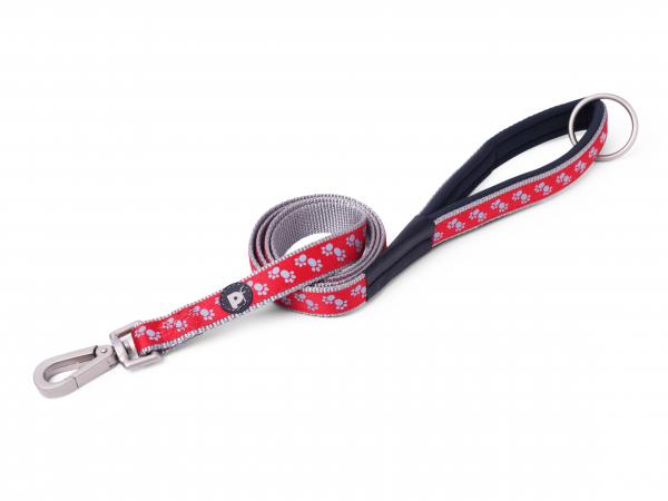 Petface Signature Padded Dog Lead Red Paws
