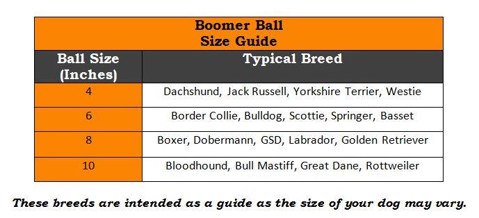 Company Of Animals Boomer Ball Dog Toy - Size Guide
