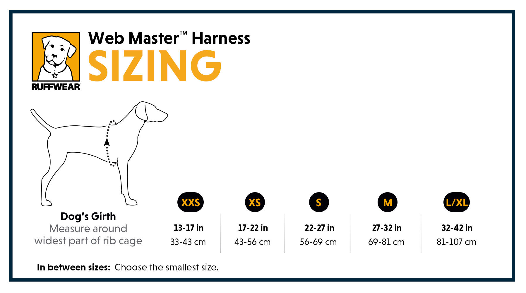 Ruffwear Web Master Harness For Dogs Size Guide