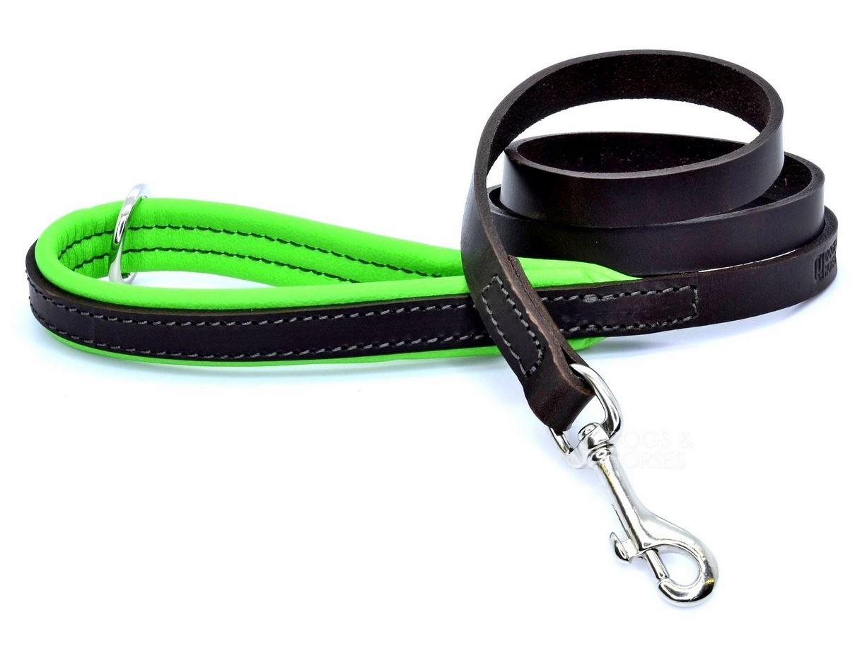 D&H Contemporary Colours Luxury Leather Dog Lead Green