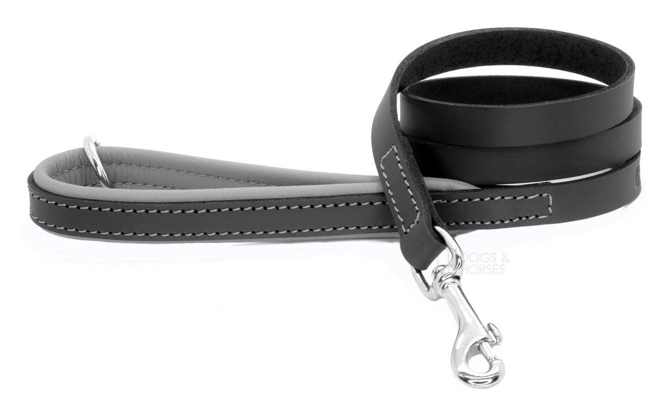 D&H Contemporary Colours Luxury Leather Dog Lead Grey