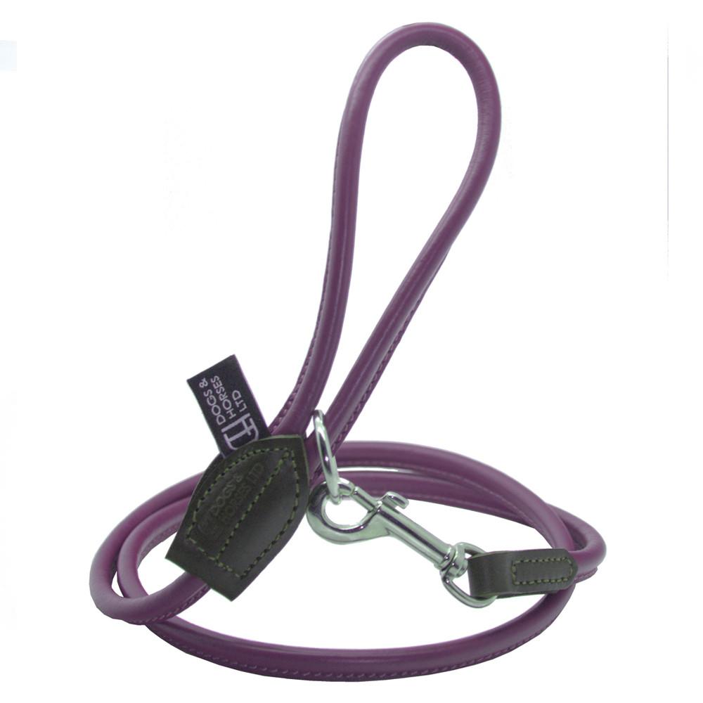 D&H Contemporary Colours Rolled Leather Luxuray Dog Lead Purple