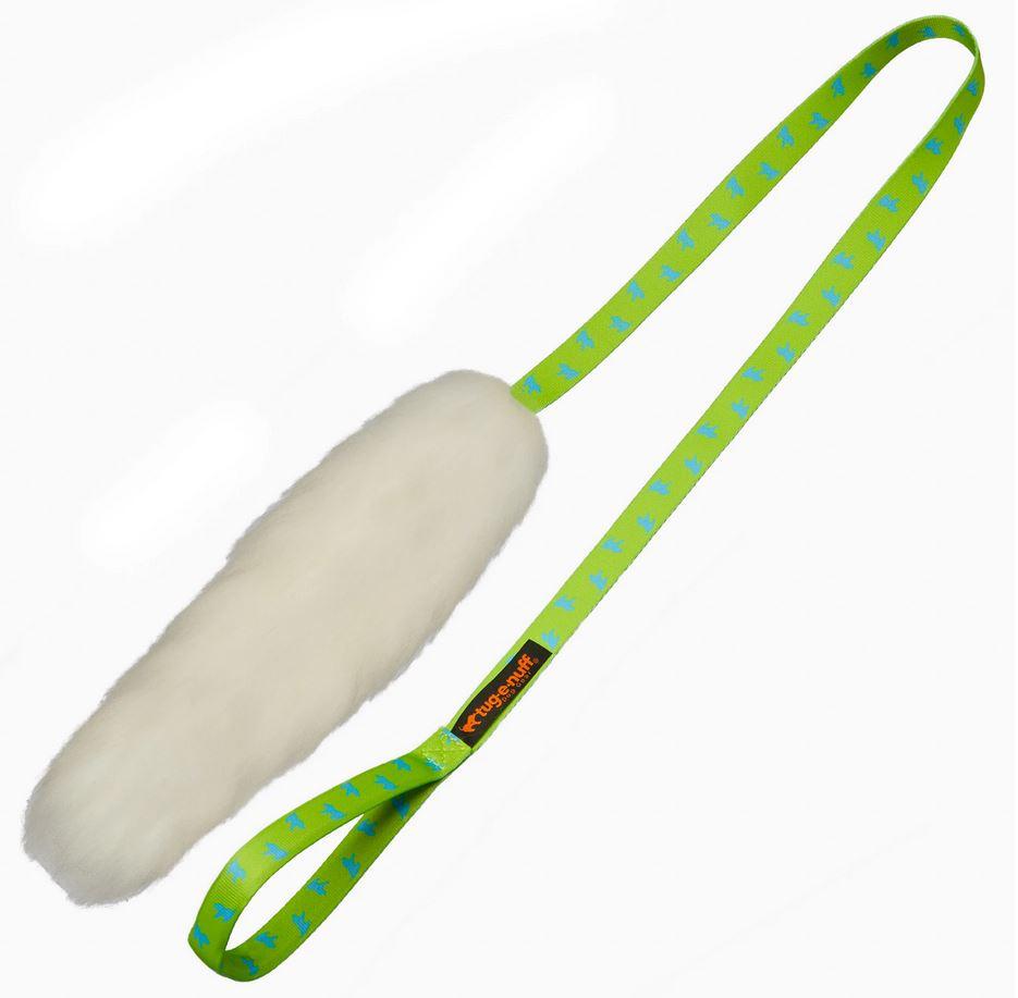 Tug-E-Nuff Chaser Tug Toy Sheepskin - White and Green