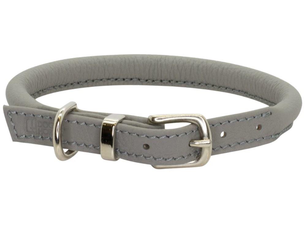 D&H Contemporary Rolled Leather Dog Collar Grey