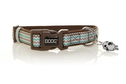 DOOG dog collar - Benji - blue/brown chevron design