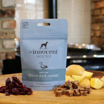 Innocent Hound Sliced Duck Sausages with Cranberry