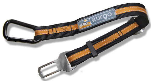 Kurgo direct to seatbelt teather dog car restraint black orange