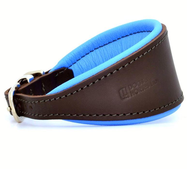 D&H Contemporary Colours Leather Hound Collar - blue