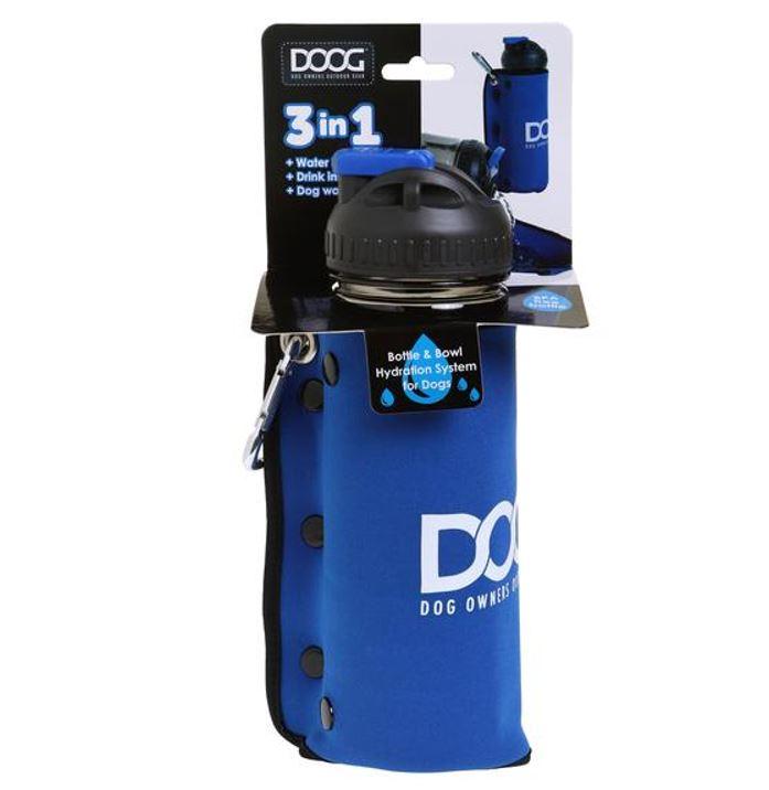 DOOG 3 in 1 water bottle and bowl Blue -  Boxed