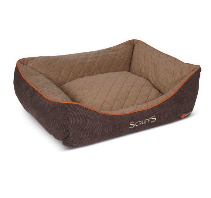Scruffs Thermal Box Dog Bed Brown Tan