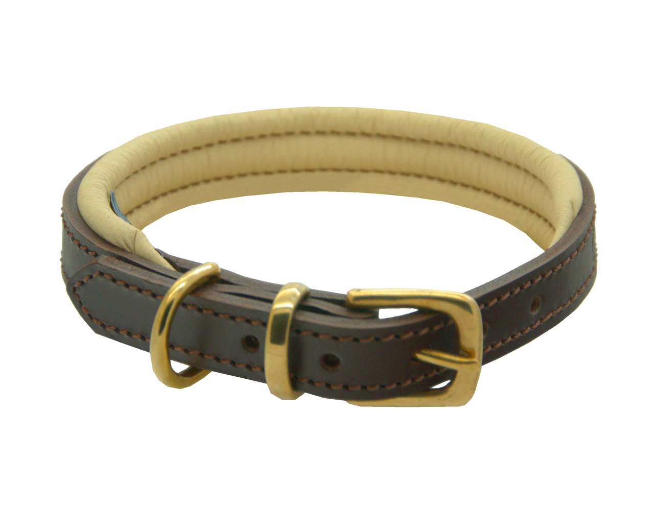 D&H Classic Colours Leather dog collar in brown and cream