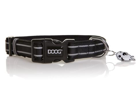 DOOG neoprene dog collar - Lassie - black with reflective stripe