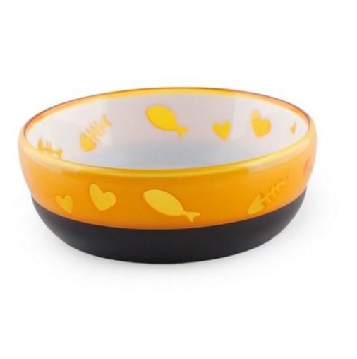AFP Anti-slip cat bowl with fish design - yellow